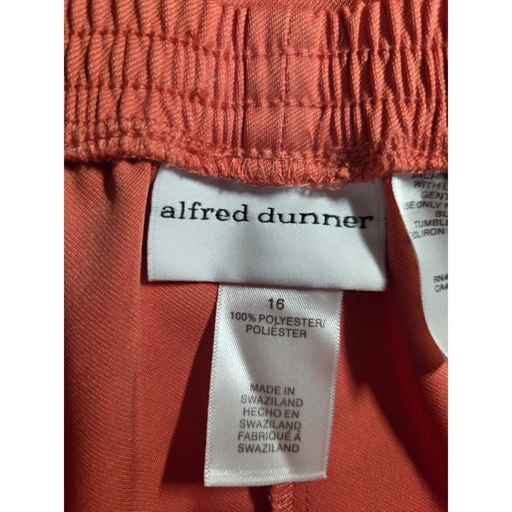 Alfred Dunner Womens Size 16 Coral Orange Elastic Waist Straight Leg Pants